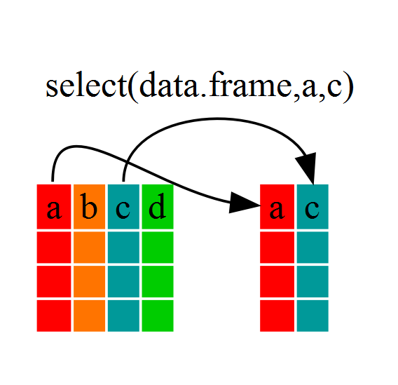 Illustration of selecting two columns from a dataframe