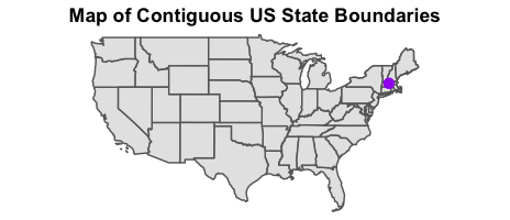 plot of study site location in the contiguous US