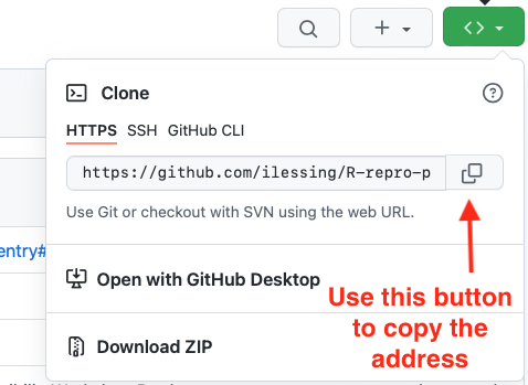 Copy Repo URL from GitHub